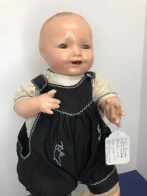 19” Vintage Madame Hendren Baby Brite Baby Doll Tin Eyes Compo/Cloth 1930’s #L • $175