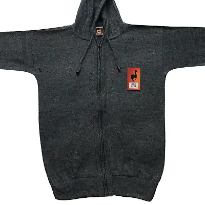 NEW Men Handmade ANDEAN ALPACA Solid Gray Zip Hoodie Sweater Sz L • $54.99