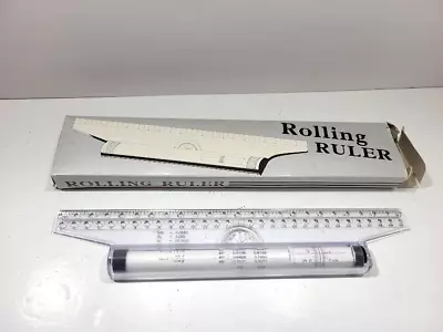 Vintage Rolling Ruler Pivot Drafting Measure Clear Plastic New In Box • $11.24