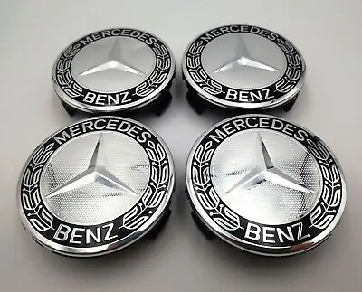 Set Of 4 75MM Wheel Center Caps Hubcaps For Mercedes-Benz AMG Black Wreath • $11.59