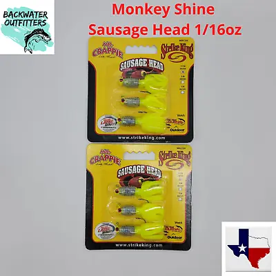 Mr Crappie Sausage Head 1/16oz Monkey Shine 2pks W/ 3pcs Each Panfish Crappie • $13.50