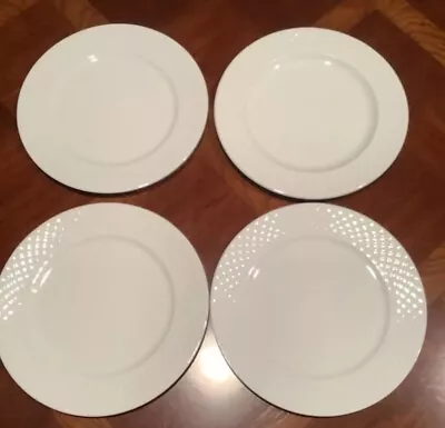 4 Mikasa Bone China TRELLIS White Salad Plates 9.25” • $19.97