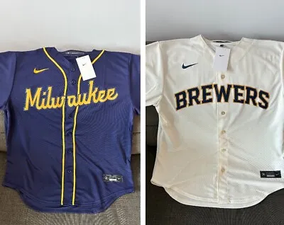 LOT Of 2 Nike Milwaukee Brewers Baseball Jersey Men’s Size: Both Large • $99.99