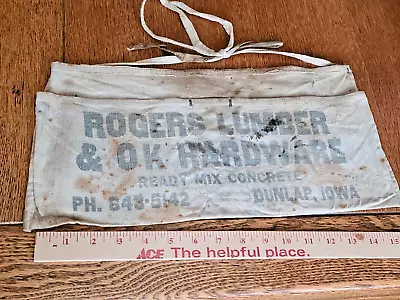 Vintage Rogers Lumber & OK Hardware Nail Apron Dunlap Iowa • $25