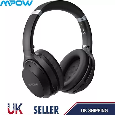 MPOW Bluetooth Headphones Bass Active Noise Cancelling Wireless Over Ear Headset • £26.99