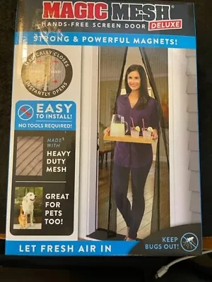  Magnetic Screen Door Magic Mesh Deluxe 39  Hands Free  39 X83  Black (MM011124) • $8.99