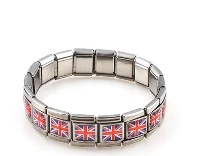 £5.97 • Buy UNION JACK British Flag BRACELET Thin Slim 9mm Width Stretchy Length UNISEX