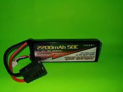 Vant 7.4V 2200mAh 50C 2S LiPo Battery Packs FITS Traxxas 1/16 Mini E-Revo VXL • $22.99