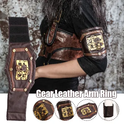 Woman Retro Armband Arm Guard Ring Mechanical Gear Medieval Leather Wrister • $17.33