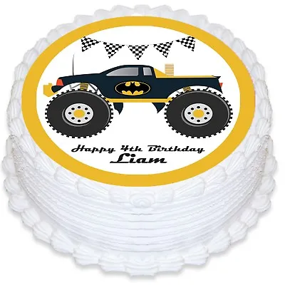 Monster Trucks Round Edible Icing Cake Topper - PRE-CUT • $9.63