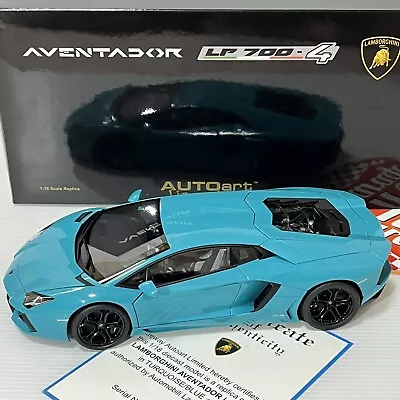 AUTOart 1/18 Lamborghini Aventador LP700-4 Turquoise Blue Signature 74667 • $345