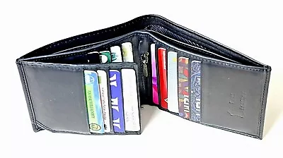 Leather Wallet Genuine RFID SAFE Contactless Blocking ID Protection 12 Card Slot • £8.99