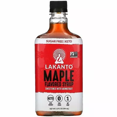 Lakanto Sugar Free Maple Syrup Monkfruit Sweetened Keto 384ml Gluten Free UK • £19.99