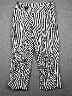 Elm Design Pants Size Petite Striped Linen W27 Relaxed Crop Icelandic • $39.99