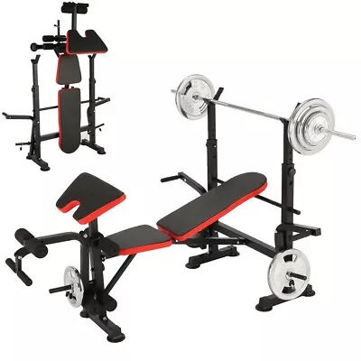 600lbs 6-in-1 Adjustable Olympic Weight Bench Set Full Body Workout Heavy Duty🌟 • $159.99