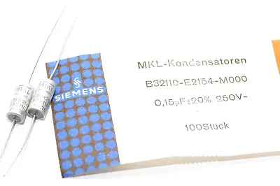 2x Siemens MKL B32110 Sound Film High-End Tone Capacitor 0.15 μF / 250V NOS • $20.34