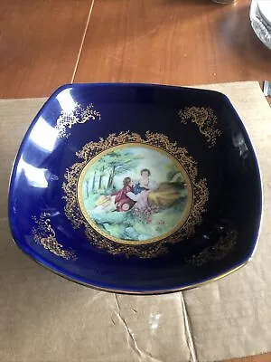 Blue Venice Porcelain Cobalt Decorative Serving  Bowl Romeo&Juliet Gold Trim 22k • $260