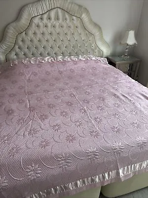Luxurious Pink Quilted Satin And Lace Embellished Single/Double Bedspread • £35