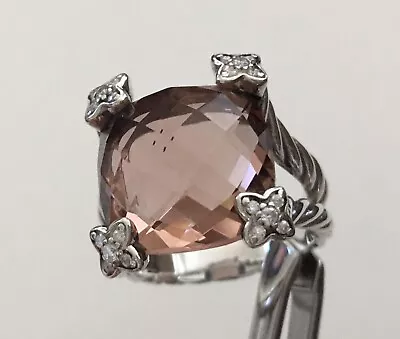 Premium Sterling Silver David YURMAN Size 6.25 Morganite On Diamond Points Ring • $259