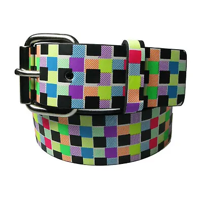 Men's Belt PVC Belt Multicolour Checker D064 • £6.99