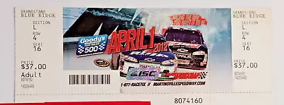 Auto Racing Martinsville Speedway Ticket April 1 2012 Goody Fast Relief • $8