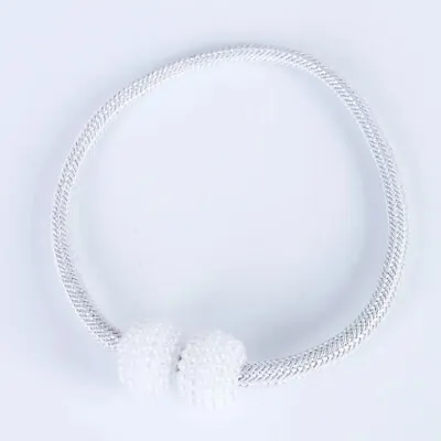 White 2pcs A Pair Magnetic Curtain Tiebacks Tie Backs Buckle Clips Rope Holdback • £4.29