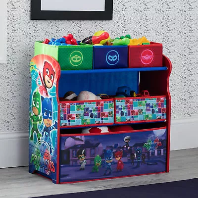 PJ Masks Multi-Bin Toy Organizer Fabric Storage Bins Wood Frame Kids Playroom  • $58.76