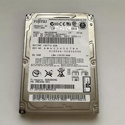 Fujitsu ATA / IDE 80gb 2.5  Laptop Hard Drive MHV2080AH Free Shipping • $11.99