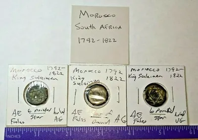 3 Lot Morocco Coins 1792-1822 • $76.96