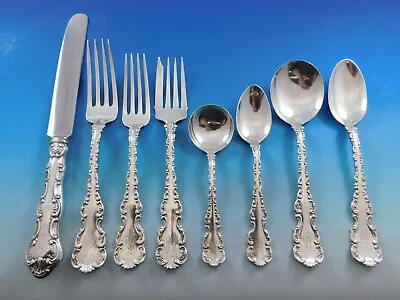 $6995 • Buy Louis XV By Whiting Sterling Silver Flatware Set For 12 Service 86 Pcs Dinner