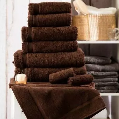 Belledorm 600 GSM 100% Cotton Ring Spun Towel Range Chocolate Honeycomb Feature • £4.99