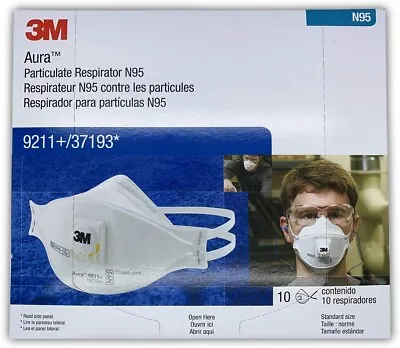 3M 9211+ N95 Particulate Respirator Exhalation Valve 10 BX Respirator Protection • $28.99