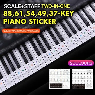 TRANSPARENT Keyboard Piano Stickers 88/61/54/49/37 KEYS Sticker Note For Learner • $7.69