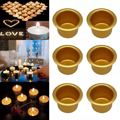 10X Metal Candle Cups Reusable Gold Silver Round Candle Candlestick Cups Tray • £3.59