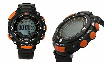 NEW Geneva Platinum 4561 Men's MARATHON Orange Accent Black Rubber Digital Watch • $18.95