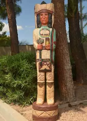 CIGAR STORE INDIAN Frank Gallagher  5' Chief W Turquoise Robe 5 Ft Sculpture • $1949