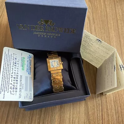 New Old Stock Authentic Van Der Bauwede 24*24mm Gold Plated Blue Dial Watch • $450