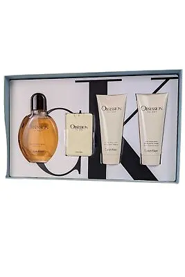 Calvin Klein Obsession CK EDTS 125ml & 20ml Balm 100ml Wash 100ml Mens Fragrance • £50