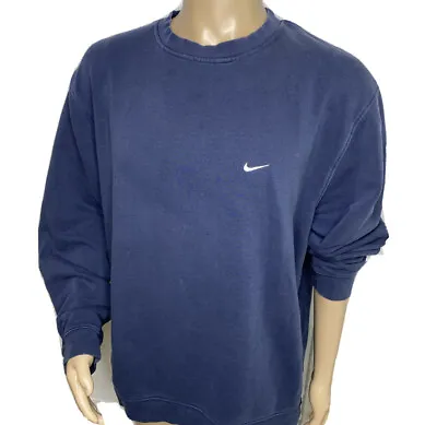 Vintage NIKE Sweatshirt Mini Embroidered Swoosh Y2K 2000s Evenly Faded Men 2XL  • $39.99