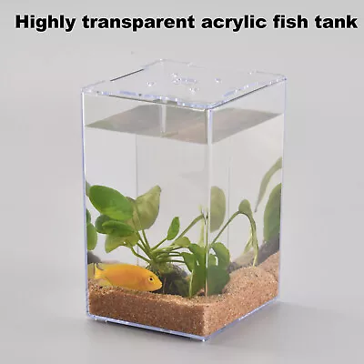 Desktop Small Fish Tank Decor Fish Bowl Accessories Betta Acrylic Base Aquarium • £12.98