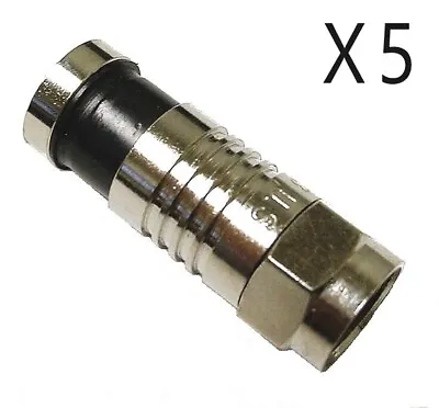 5 Pack Lot - RG59 Cable F-Type Compression Video Connector Plug CATV CCTV Male • $6.95