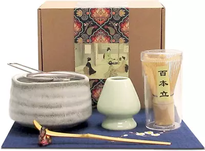  Japanese Matcha Tea Set Matcha Whisk Traditional Scoop Matcha Bowl(7 Pcs) • $52.79
