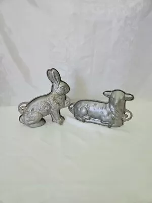 12  Kitchen Supply Rabbit Lamb Cast Aluminum Chocolate Cake Candy Mold Pan Lot • $9.99