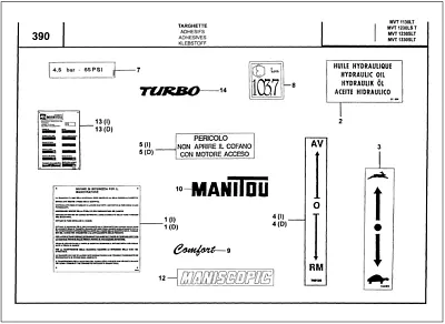 Manitou MVT1230 SL Comfort Line Parts Catalog • £29.99