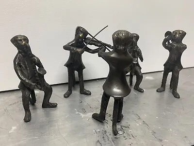 GATCO- Solid Bronze Brass Monkey Orchestra Band W Conductor 5 Piece • $85