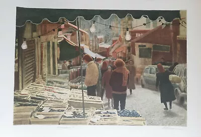 $210 • Buy Harold Altman Pencil Signed Lithograph Market Rue Mouffetard Ea  Artist Proof