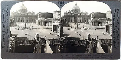Keystone Stereoview St. Peter’s & Vatican Rome Italy Of 1930’s T400 Set #T162 • $0.99