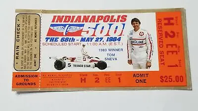 1984 68th Indianapolis 500 Race Winner Rick Mears Ticket Stub Z2 • $9.88