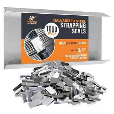 Open Snap On Seals For Steel Strapping Bands 1000 Pc 3/4  Inch Heavy Duty 0.75 • $81.35