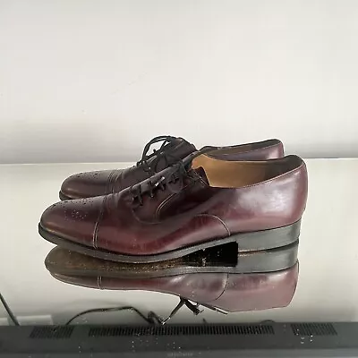 Moreschi Italy Hand Made Men's Burgundy Leather Brogue Oxfords Dress Shoes US 9 • $49.99